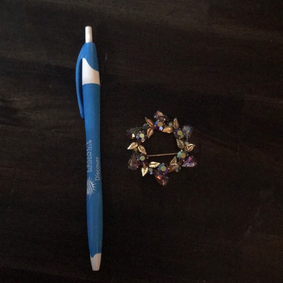 Aqua/Purple/Gold Brooch - Picture 4 of 4